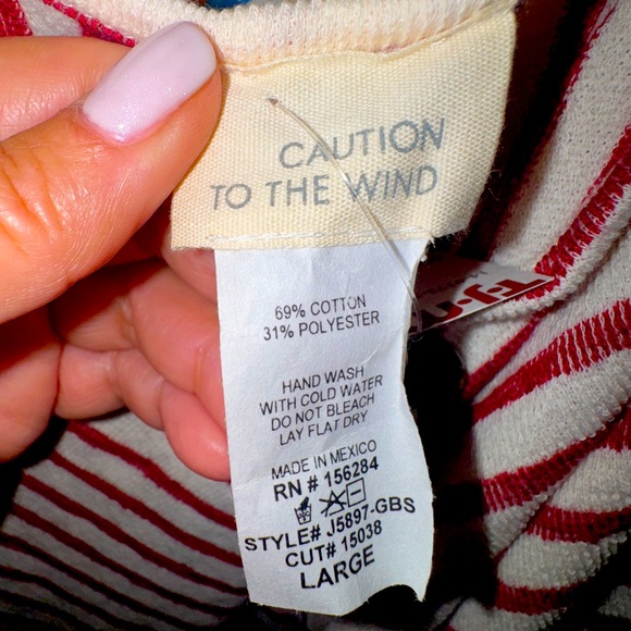 Caution in the Wind. Red and white striped dress NWT size Large - Picture 3 of 4